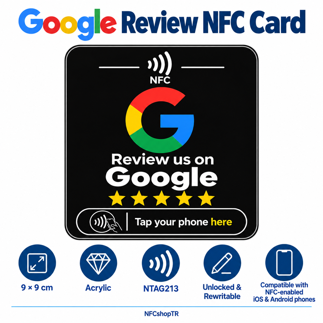 Black Google Review NFC Card — design 09