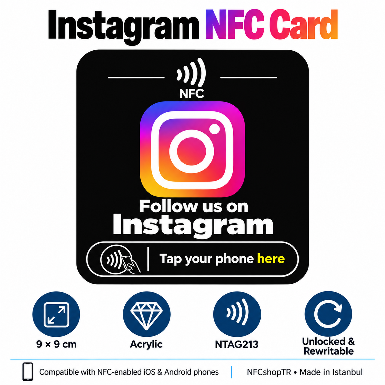 Black Instagram NFC Card — design 10