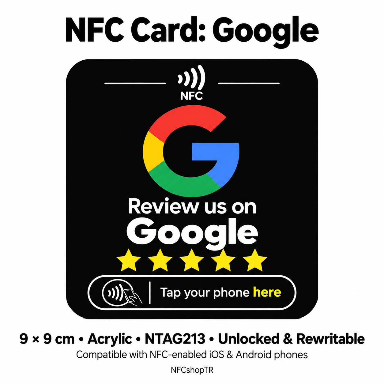 Black Google Review NFC Card — design 11
