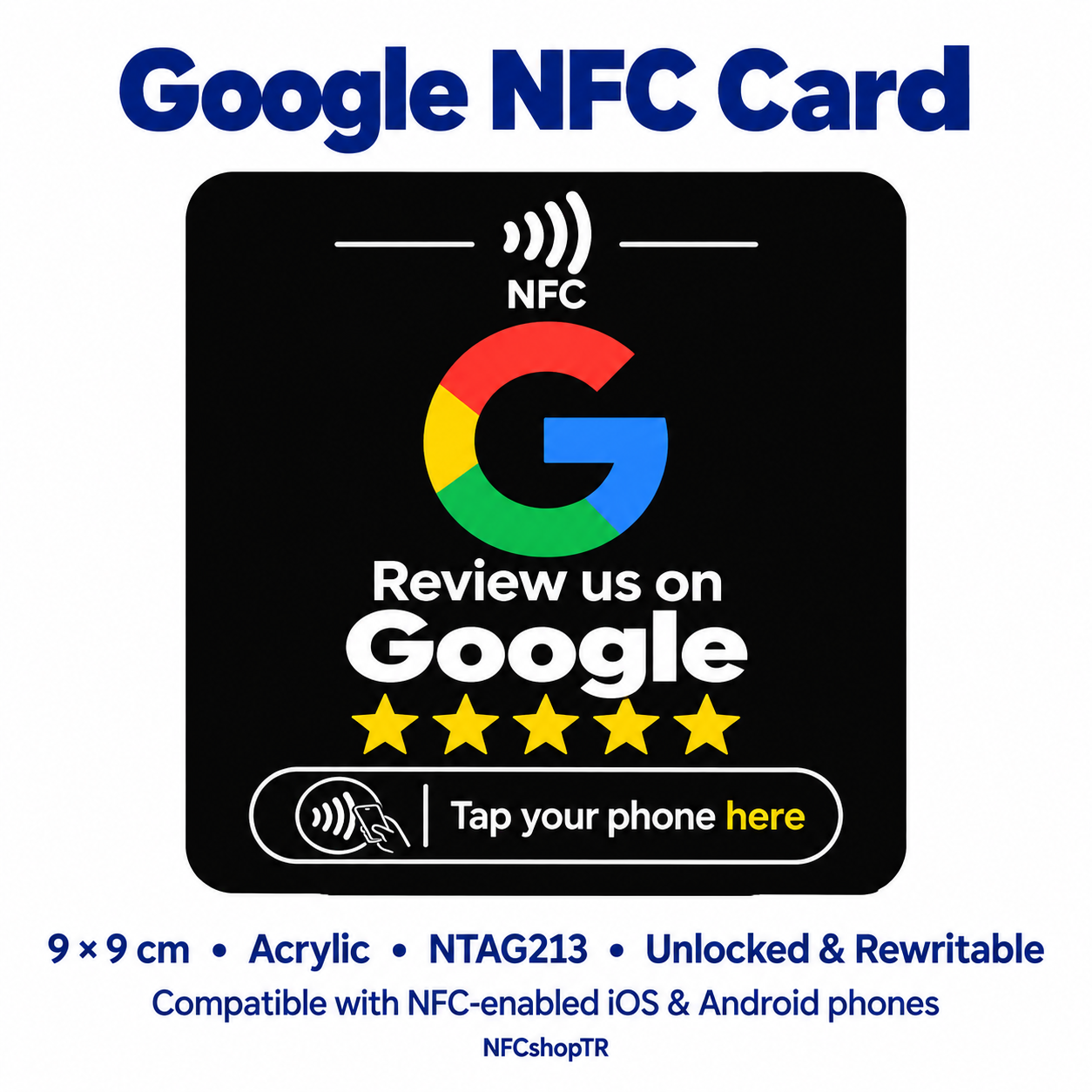 Black Google Review NFC Card — design 12