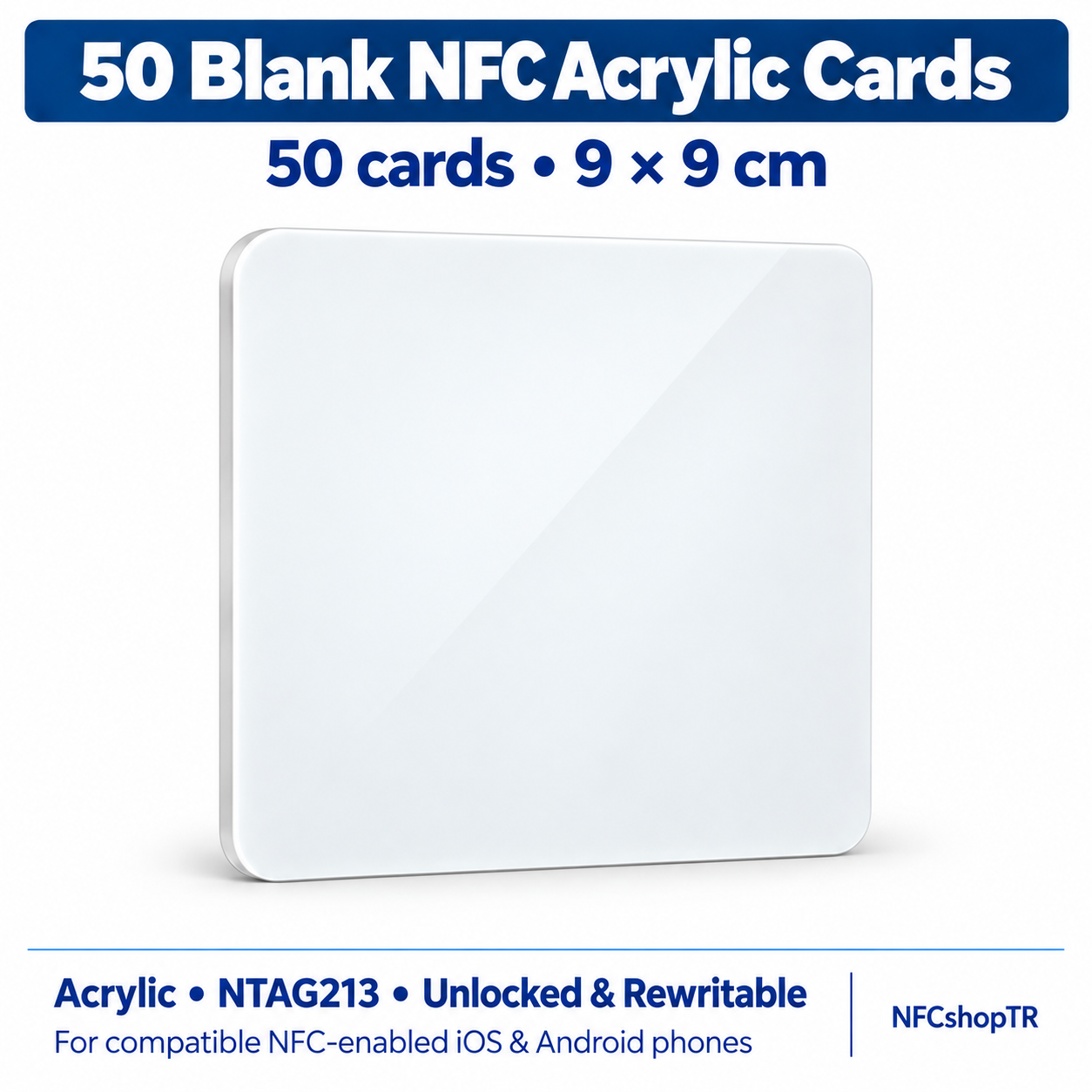 Blank Acrylic NFC Card — Etsy 50-Card Pack